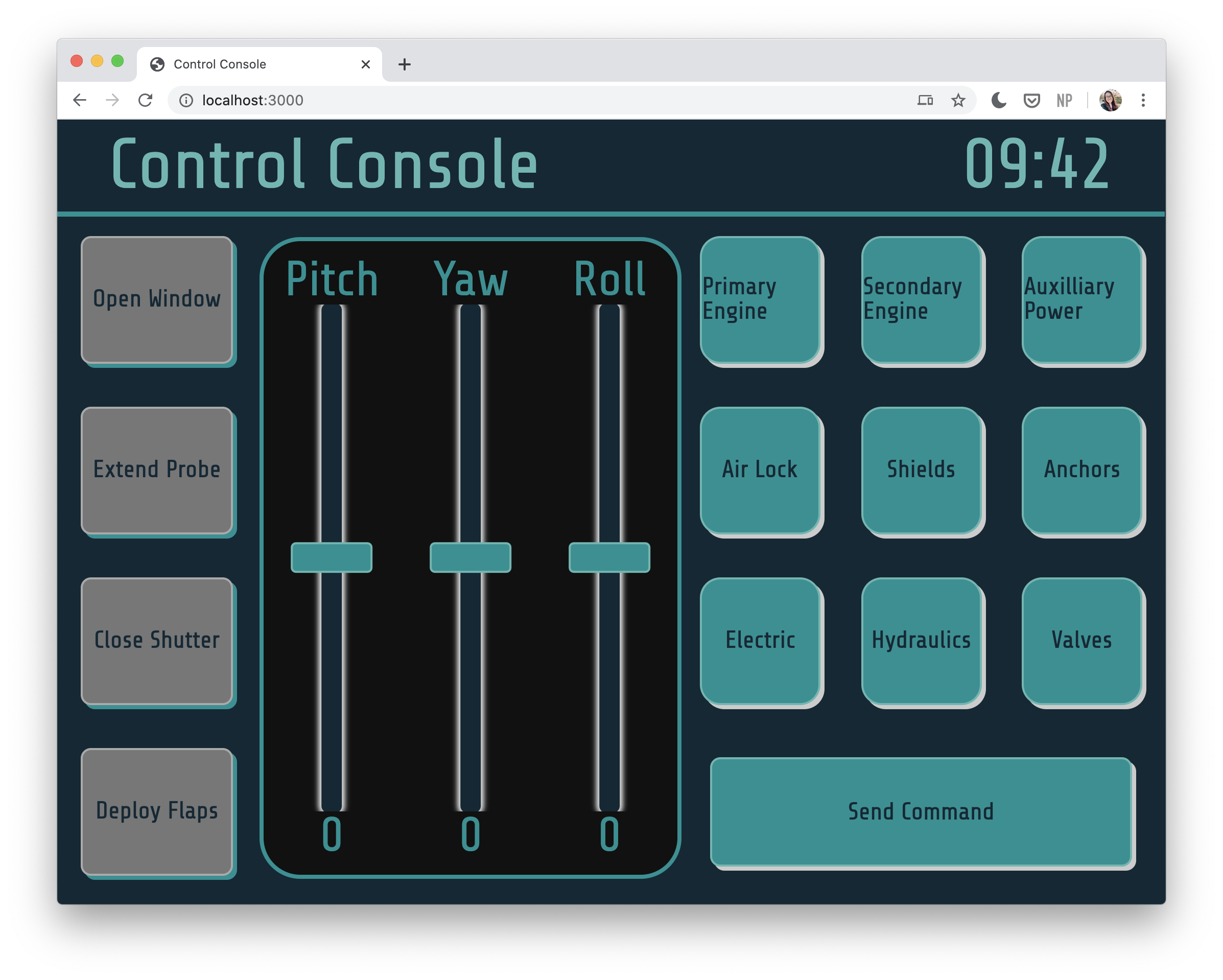 Zooming Away - Control console UI